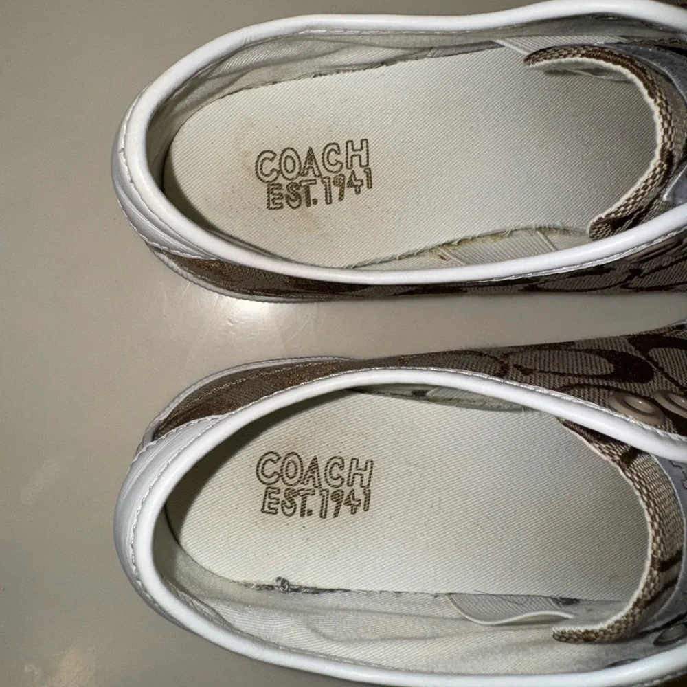 Coach BEV Brown Monogram Laceless Slip On Sneaker Size 6.5